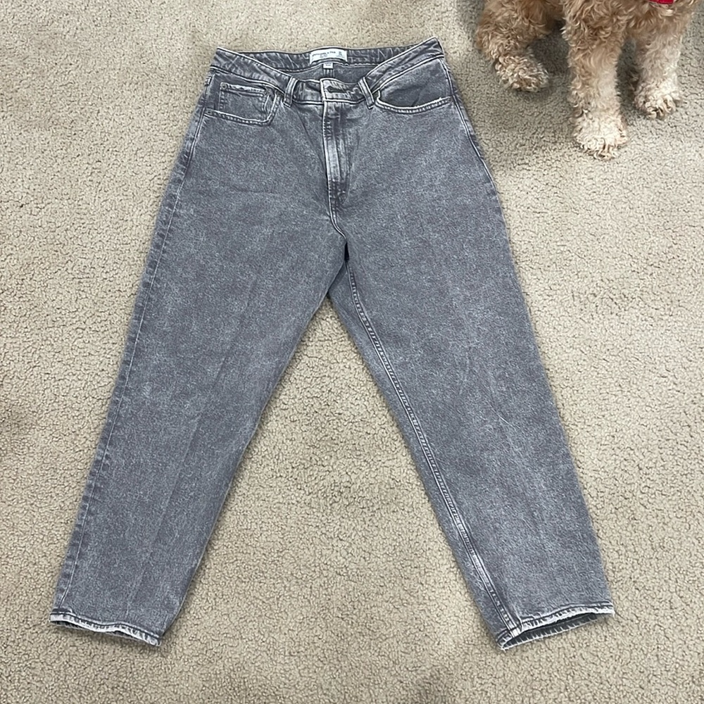 Abercrombie the mom high rise gray jeans